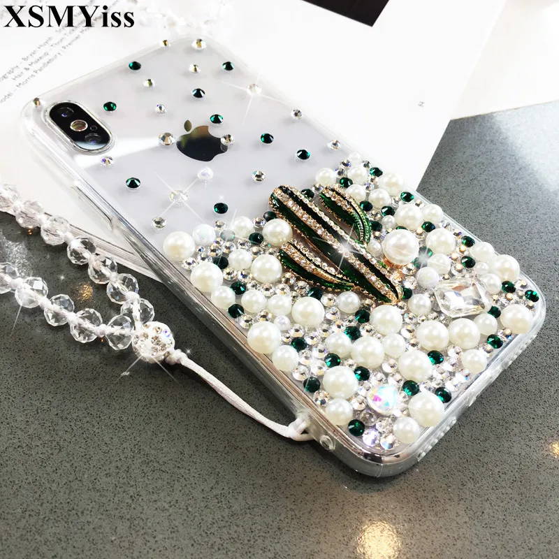 XSMYiss Модный Блестящий чехол для телефона с белым жемчугом и бриллиантами Huawei P8 P9