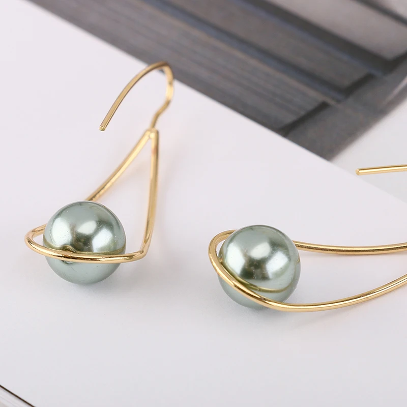 Длинные серьги-Крючки SRCOI с имитацией жемчуга висячие серьги из цинкового сплава