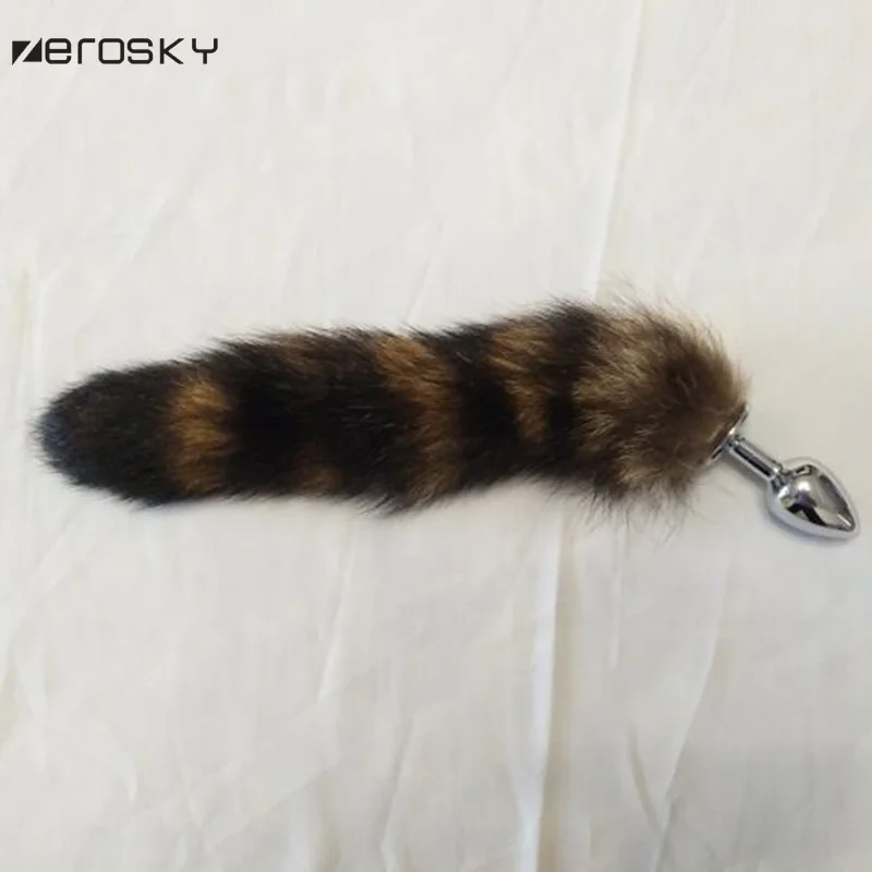 Zerosky Анальная пробка из искусственного лисьего хвоста с забавной любовью