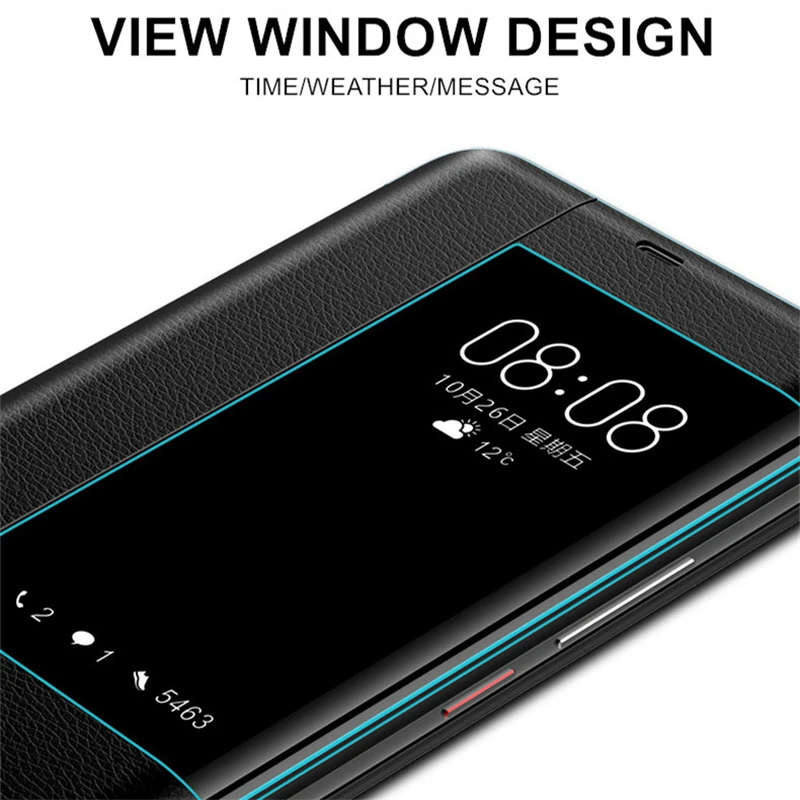 Кожаный чехол книжка KEYSION для Huawei Mate 20 10 P30 P20 Pro 20X Smart Touch View Window Cover полностью