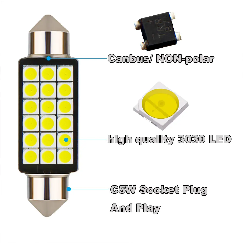1 шт. автомобиль ламповая гирлянда C5W 31/36/39/41 мм 3030 SMD Canbus Error Free внутренняя лампа для чтения купольные лампы автомобильная пластина лампа белый 12 V
