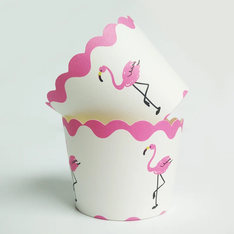 100 шт. симпатичные белые розовые Фламинго птицы бумажный торт кекс чашки лоток