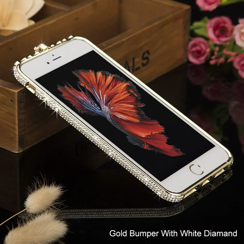 Для Apple iPhone 7 Чехол тонкий металлический бампер из цинкового сплава для IPhone X XS 7 8 Plus роскошный Алмазный защитный чехол Capinha Coque - Цвет: Gold White