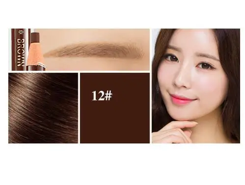 brown style 3 12 шт Microblading бровей Тату Pen Водонепроницаемый постоянный макияж бровей Карандаш позиционирования губ бровей cejas maquillaje - Цвет: brown style 3