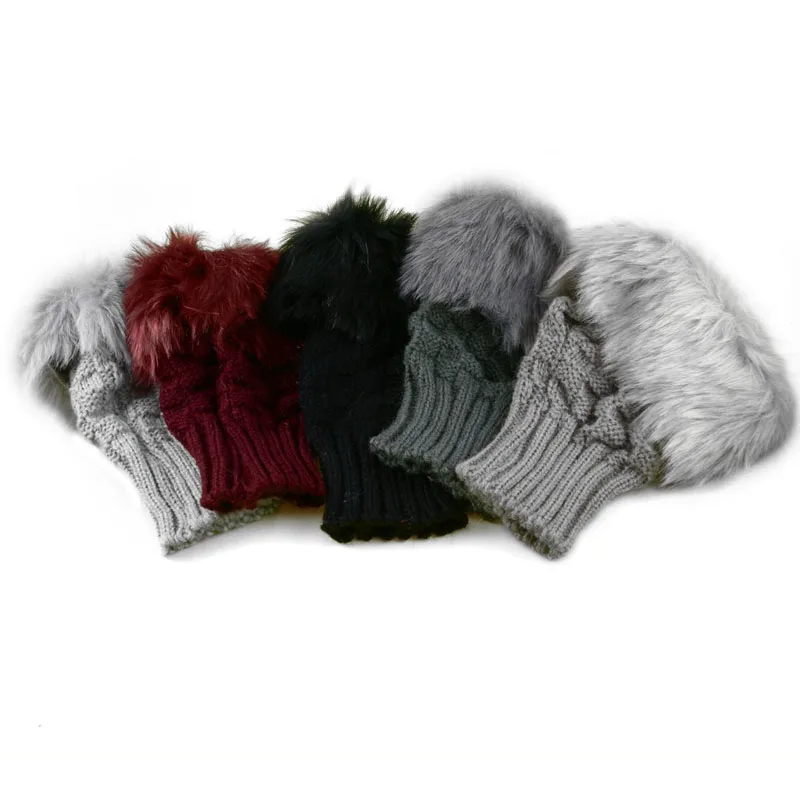 Fashion Winter Women Gloves Plush Faux Fur Knitting Wool Keep Warm Short Mitten Fingerless Lady Girl Half Finger Glove M8694 | Аксессуары
