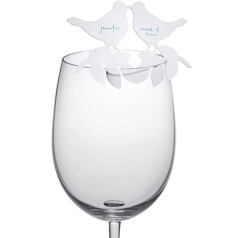 Пара Товары для птиц на листьях вырез место карт часть Название карты вино Стекло