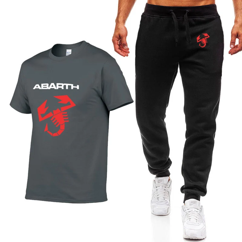 Модные летние мужские футболки автомобиль ABARTH логотип печать хип-хоп Повседневная хлопковая футболка с коротким рукавом высокого качества брюки костюм мужская одежда