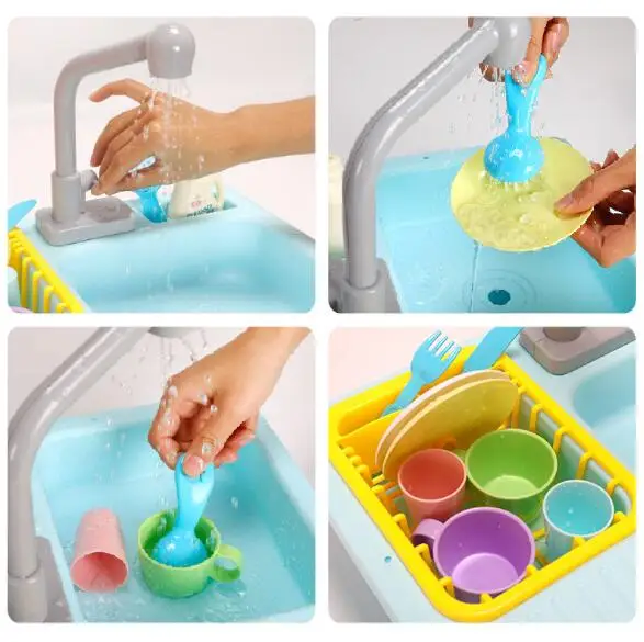 Pretend Simulation Electric Dishwasher Sink Play Kitchen Toy Set Children Kids Early Education Toys Birthday Gifts | Игрушки и хобби
