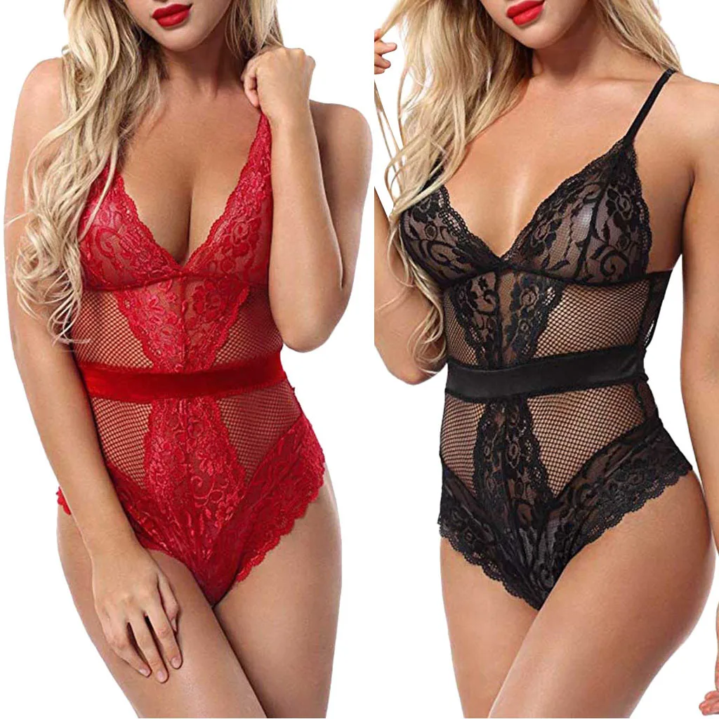 Женское нижнее белье сатиновый костюм с v-образным вырезом кружева Babydoll короткий