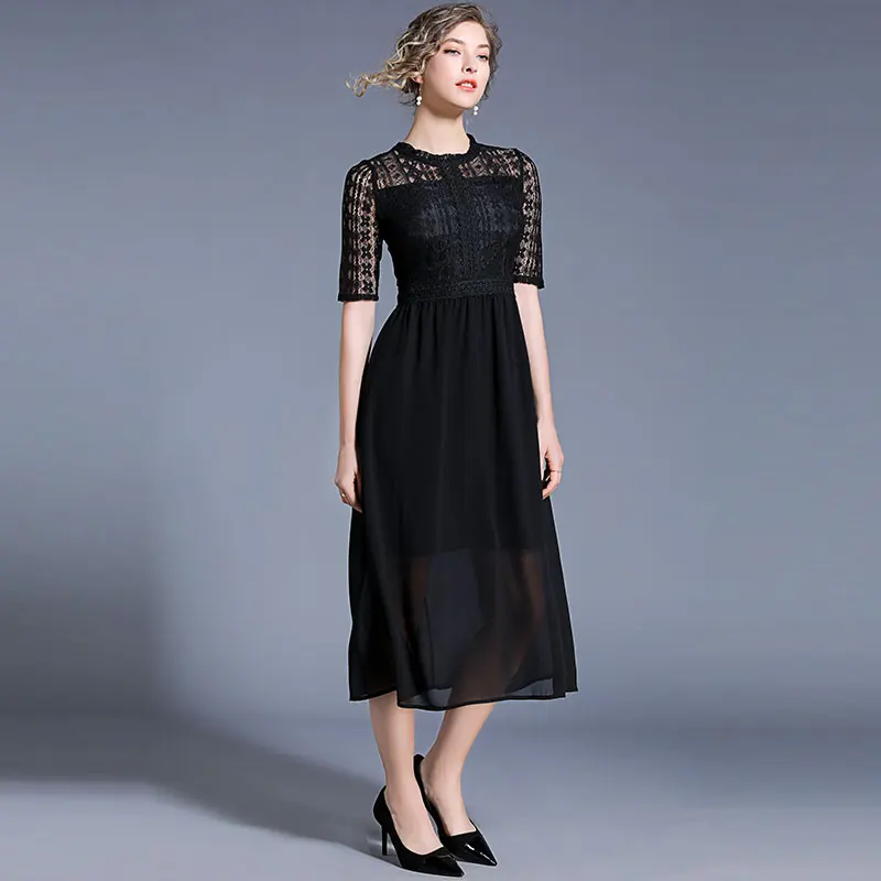 Женское шифоновое платье-трапеция Borisovich повседневное длинное ажурное платье