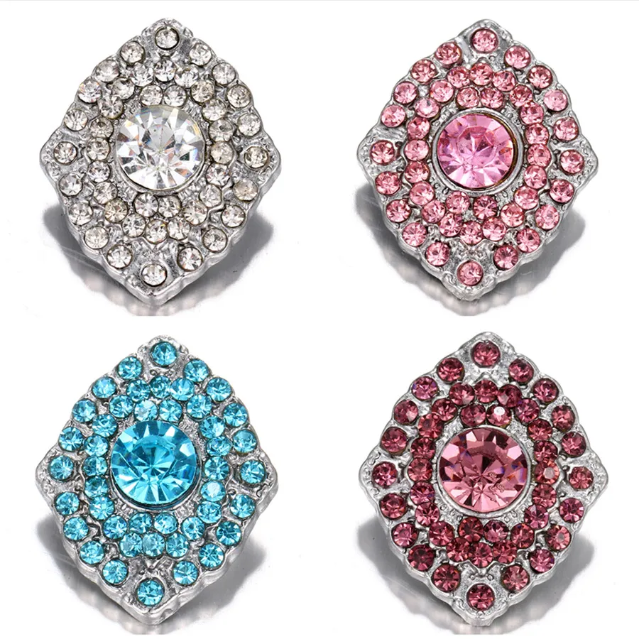 

KZ1357 New Beauty rhombus Rhinestone elegant 20mm snap buttons fit DIY 18mm snap jewelry fittings wholesale