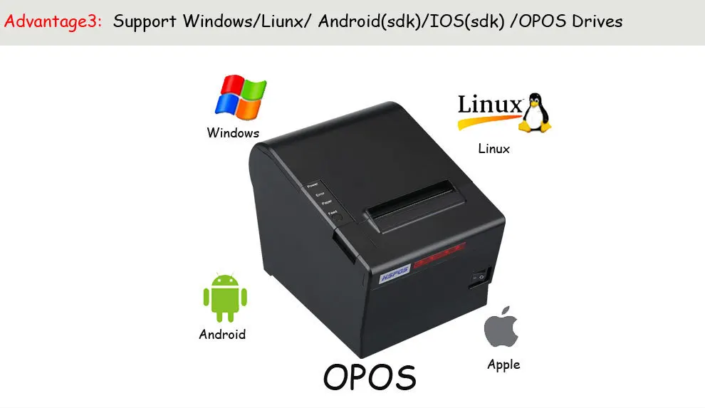 Высокое качество 80 мм USB Последовательный Lan Wifi ПОРТ термопринтер поддержка Opos драйвер Pos принтер со светодиодный звуковой сигнал автоматический резак