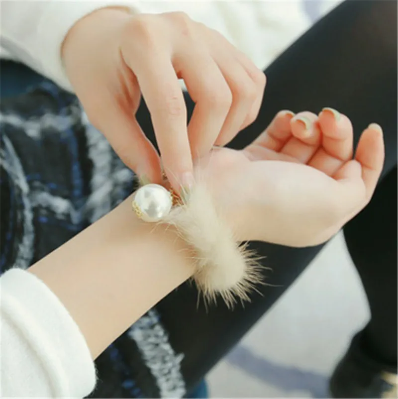 Женский плюшевый браслет с подвеской из искусственного жемчуга орнамент для
