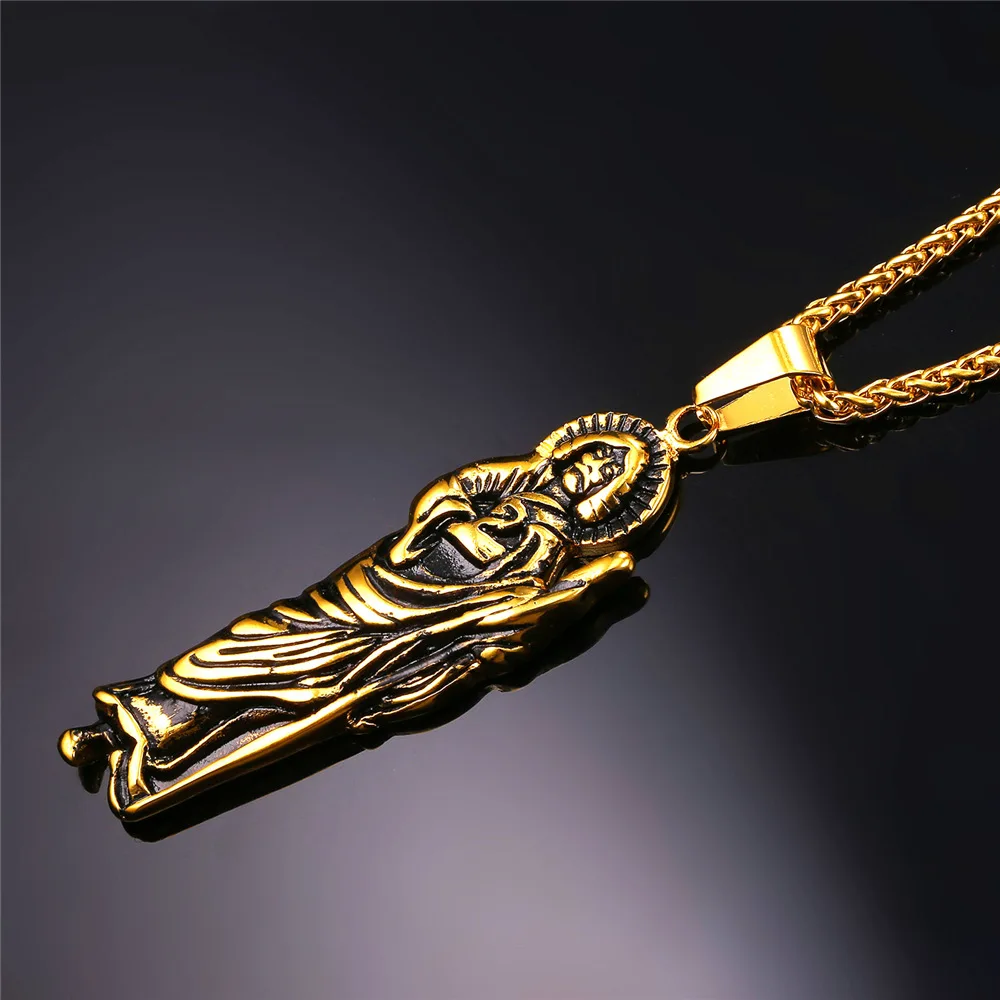 U7 Иисус Кулон Ожерелье Религиозные Ювелирные Изделия Для Мужчин/ Женщин Цепь Из