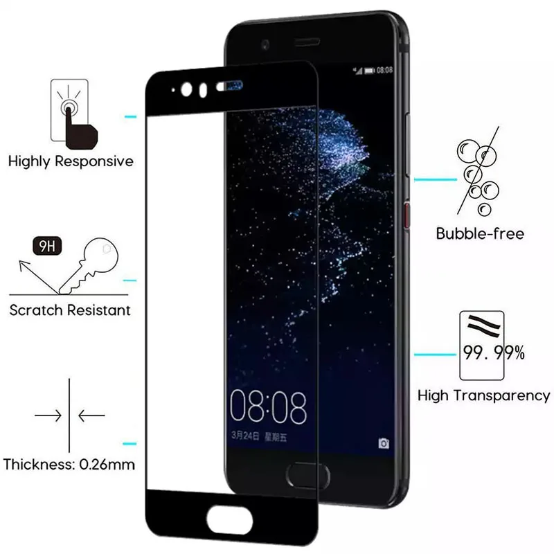 Полное покрытие из закаленного стекла для Huawei P20 Pro Mate 10 20 P10 Lite P Smart Nova3 3i Защита