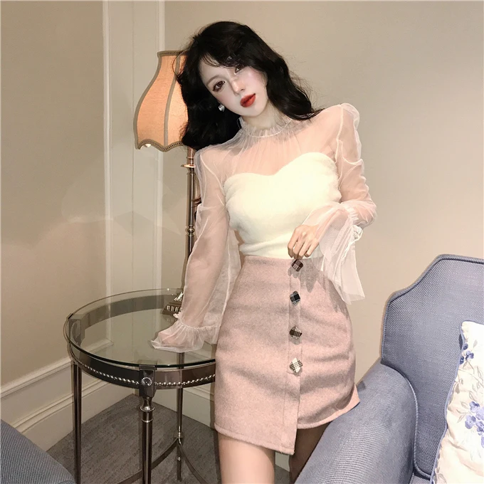 Коробов 2019 Весна сетка пэчворк для женщин Blusas перспектива элегантные рубашки в