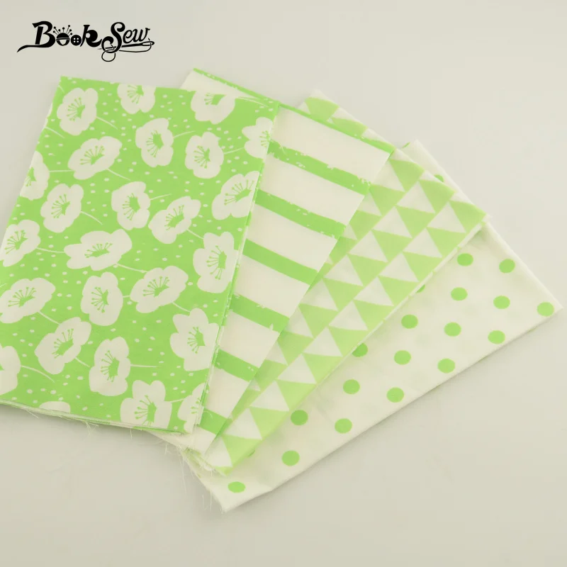 Саржевая хлопковая ткань с 4 рисунками Классическая свежая зеленая толстая