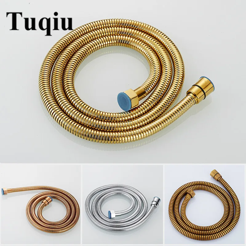 G1/2 Inch Flexible Shower Hose 1.5m Plumbing Hoses Stainless Steel Chrome Bathroom Water Head Shower head Pipe 4 colors choice