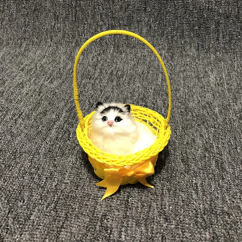 Имитация ручной корзины котенка маленькая кошка кролик лиса олень подарок на