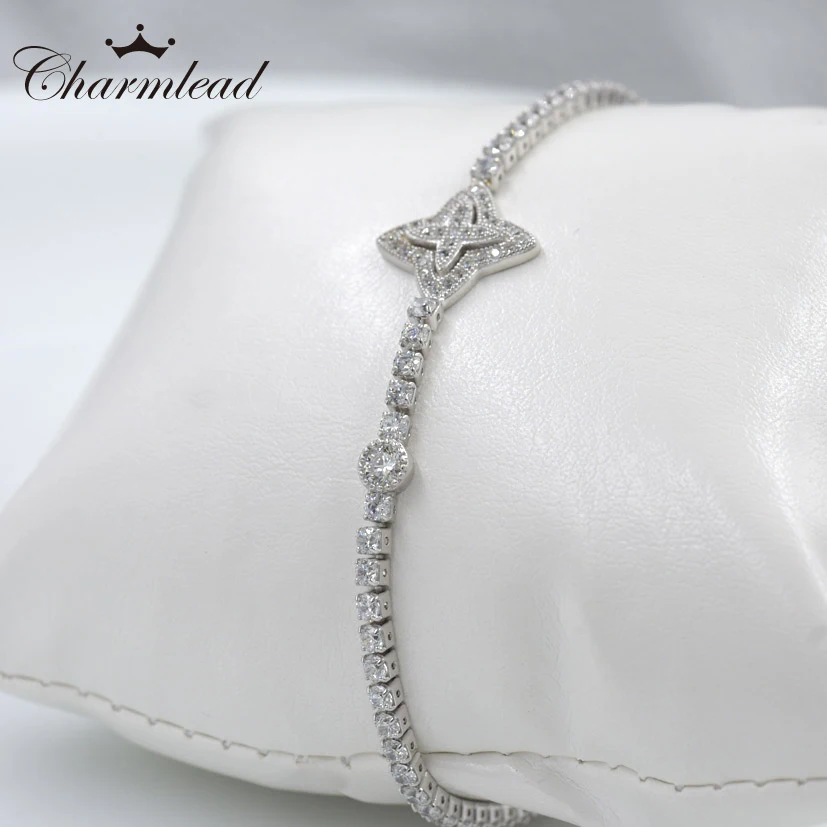 Новинка 2017 года одноцветное стерлингового серебра 925 Игристые Strand браслет