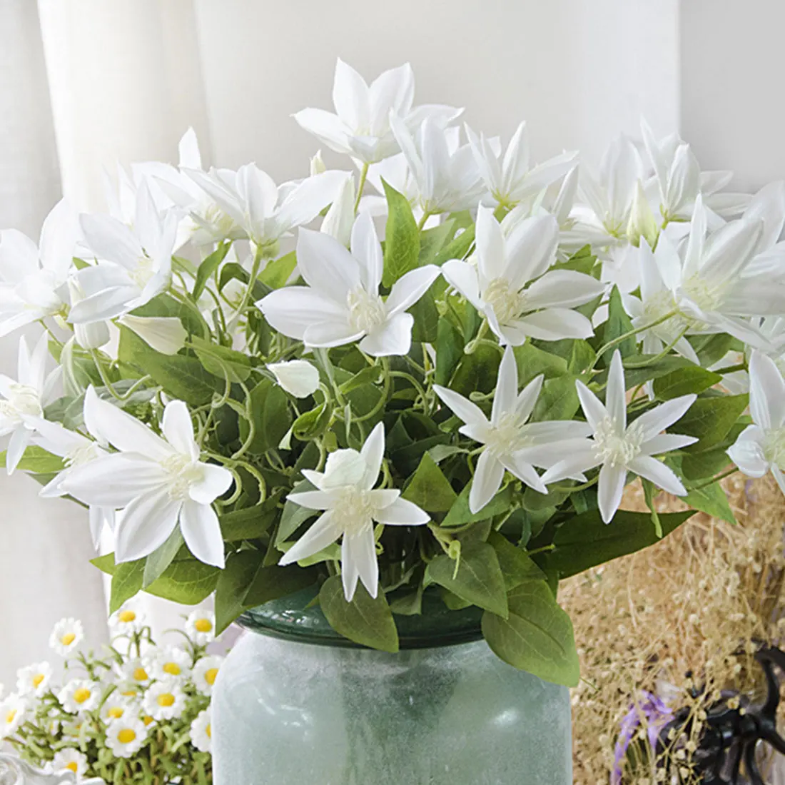 Декоративные три ветки Clematis цветочный Thunb яркий завод искусственных цветов