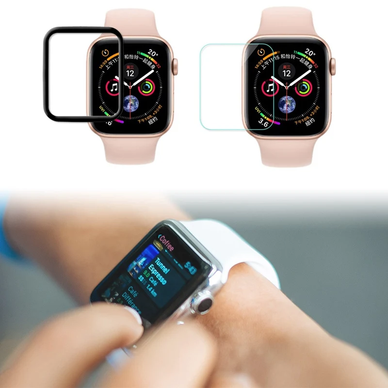 3D изогнутое закаленное стекло с полным покрытием для Apple Watch 3 4 40 мм 44 Защитная