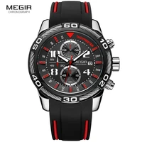 mens chronograph sports quartz wrist watches silicone black army military stopwatch man clock relogios masculino red 2045g