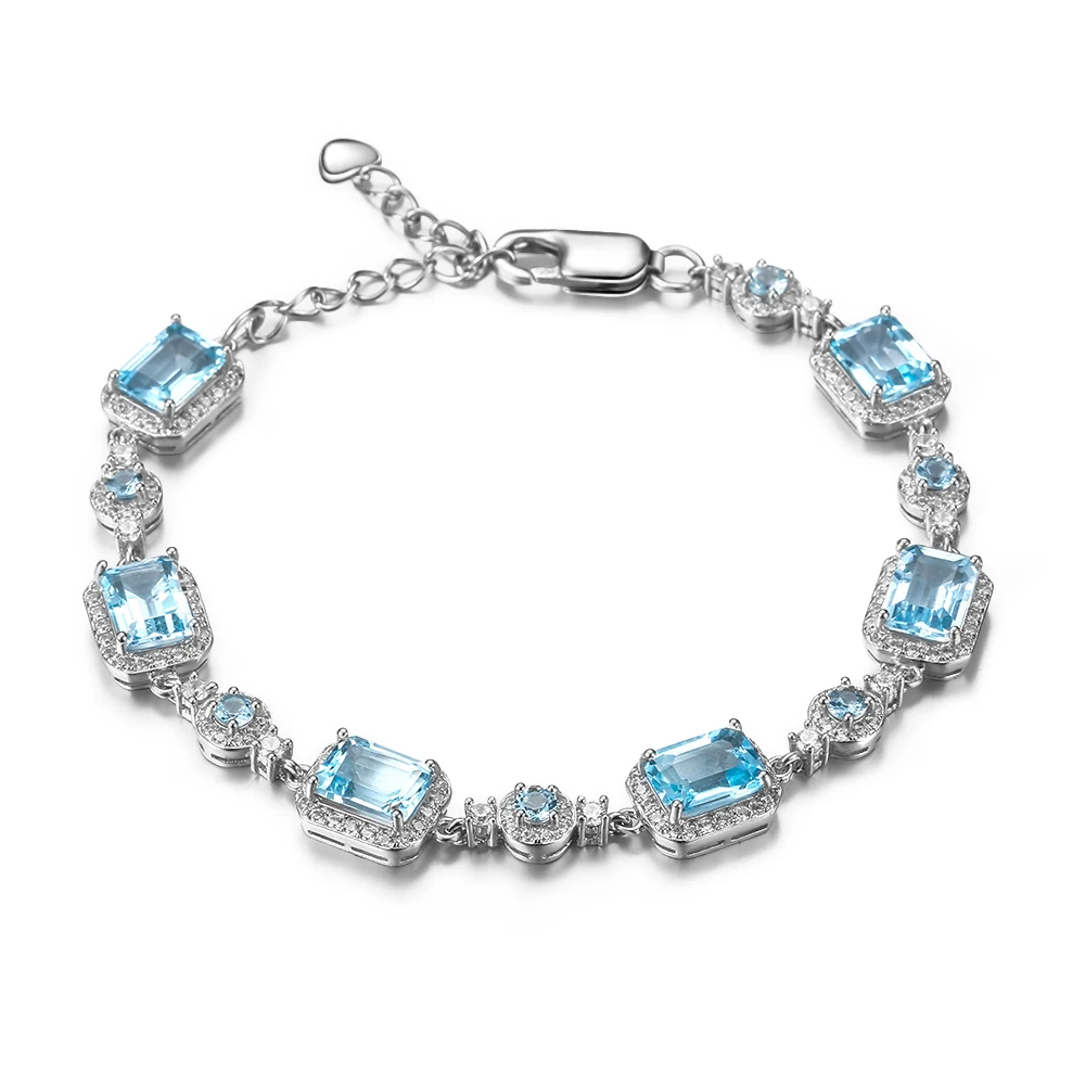 GEM'S BALLET 19.01Ct натуральный Небесно-Голубой топаз милый браслет из натуральной 925 пробы серебряные браслеты из драгоценных камней для женщин хорошее ювелирное изделие