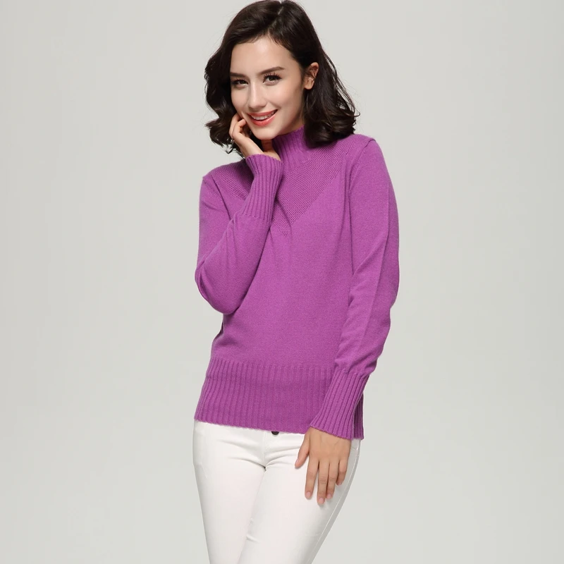 100% чистый кашемир вязаный однотонный теплый зимний толстый свитер с высоким