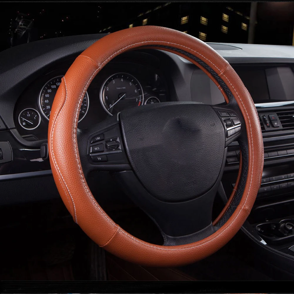 Top quality Faux leather car steering wheel cover hot fashion line elegant luxury covers38CM universal decoration | Автомобили и