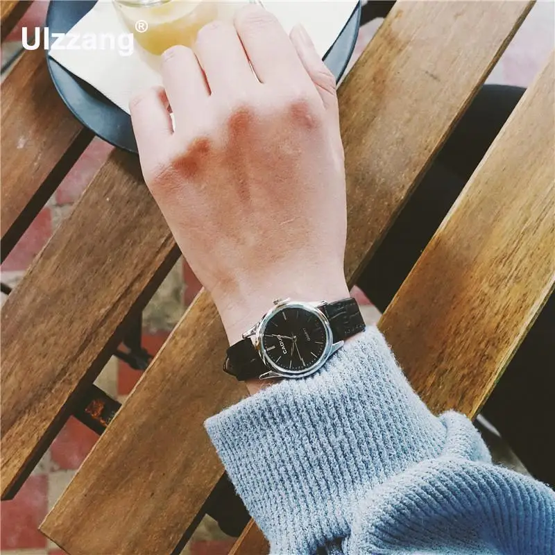 Модные женские и мужские часы для влюбленных винтажные из натуральной кожи на