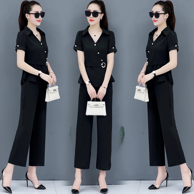 Fashion Summer Style Survetement Femme 2 Piece Stylish Women Sets Clothes Year-old Female Costume Conjunto Feminino Pant Suit |