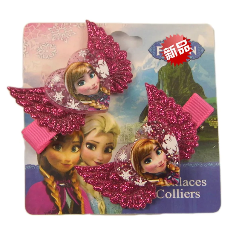 B 2pcs/lot Children's Doll Accessories Frozen Hair Accessories All Inclusive Baby Girl Hair Accessories Aisha Flash Bow Hairpin - Цвет: B
