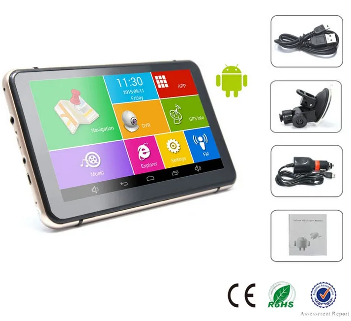 7 дюймовый Автомобильный видеорегистратор GPS навигация Android WIFI 1080P DVR рекордер с