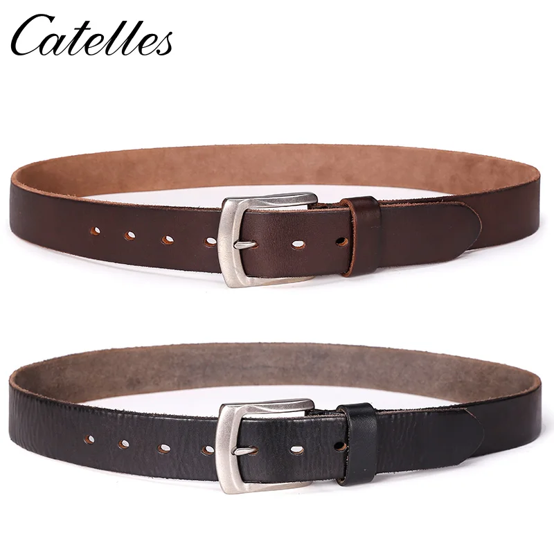 Мужской кожаный ремень Catelles повседневный стиль для джинсов 100% натуральная кожа