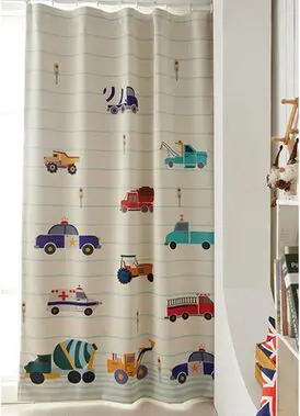 Современные детские тканевые затемняющие занавески с принтом автомобиля