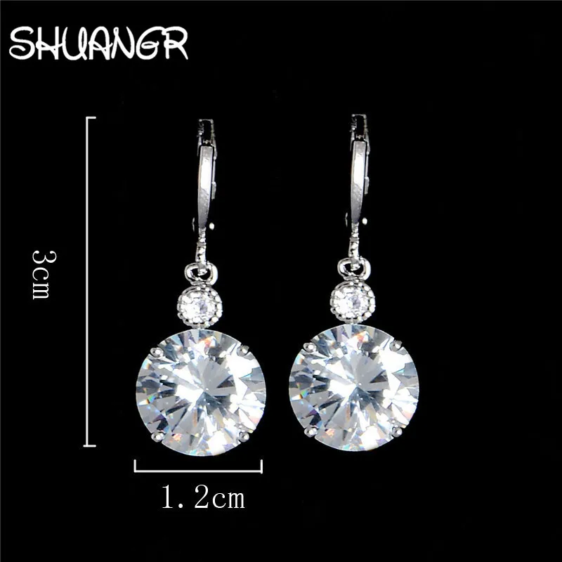 SHUANGR New Arrival Round Clear Crystal Set Gold Color Pendants Necklaces /Earrings Stud 2pcs Jewelry Set/Arete H327 | Украшения и