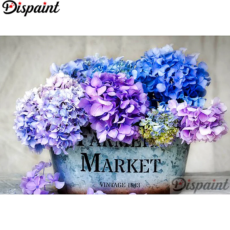 

Dispaint Full Square/Round Drill 5D DIY Diamond Painting "Blue purple flower" Embroidery Cross Stitch 3D Home Decor A12856