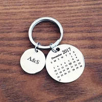 personalized custom jewelry calendar keychain stainless steel do not fade engrave special date birthday wedding anniversary gift
