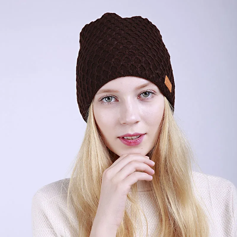 Женские Новые вязанные шапочки Skullies весенние теплые акриловые шапка для женщин