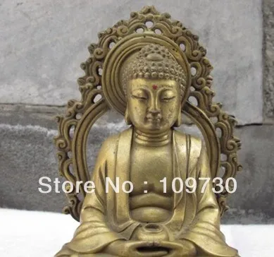 Бир 00941 Chiense Буддизм латунь медь лотоса субстрат Шакьямуни татхагата статуя будды