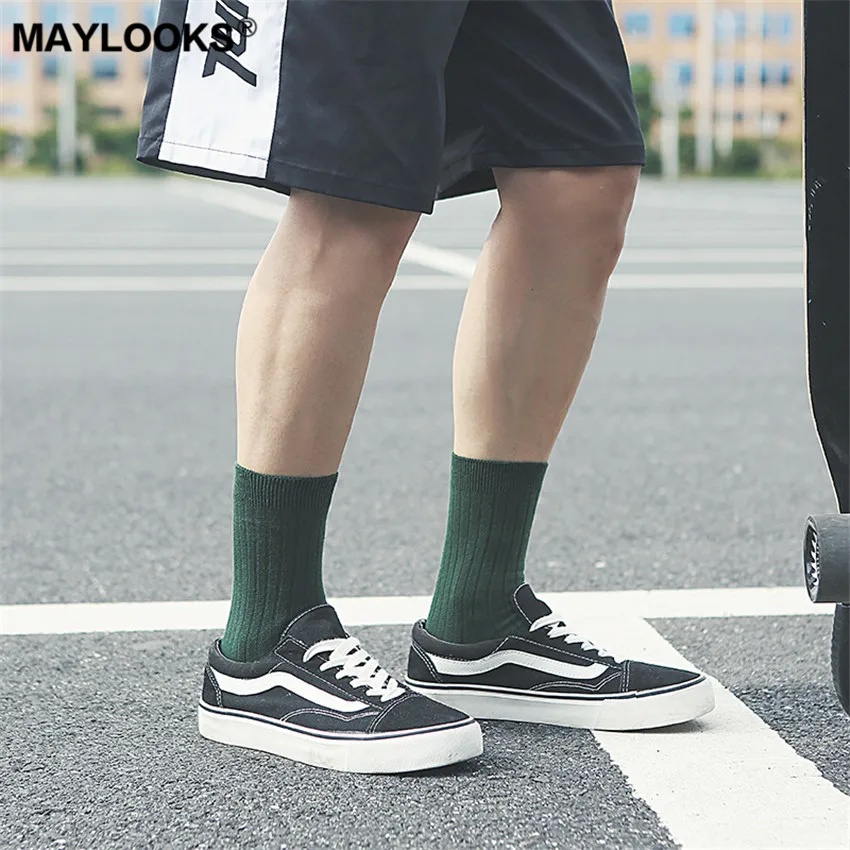 Maylooks/мужские носки сезон осень-зима одноцветные простые деловые с двойной иглой