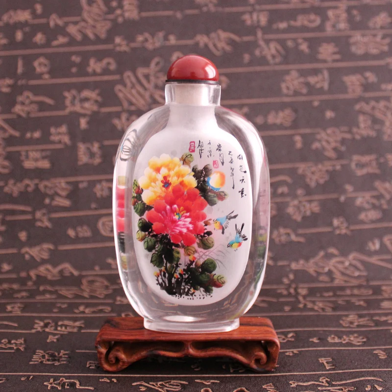 

snuff bottle Inside painting gifts specialty Hand made Cultural ornaments artificial crystal Inlaid Drawing