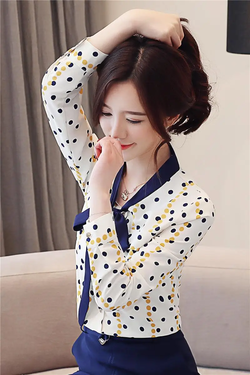 

womens tops and blouse polka dot shirt women blouse 2019 women tops long sleeve chiffon elegant shirt clothes blusas femininas