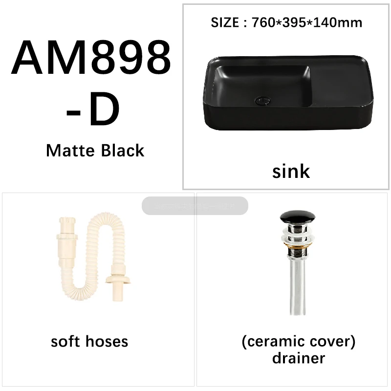 Matte black big Художественные раковины для ванной комнаты, белый матовый черный керамический сосуд, умывальник с платформой, ручная работа, над прилавком, настенный AM898 - Цвет: Matte black big