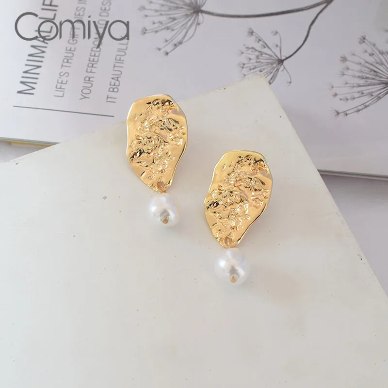 Женские серьги подвески Comiya длинные с акриловым жемчугом в Корейском