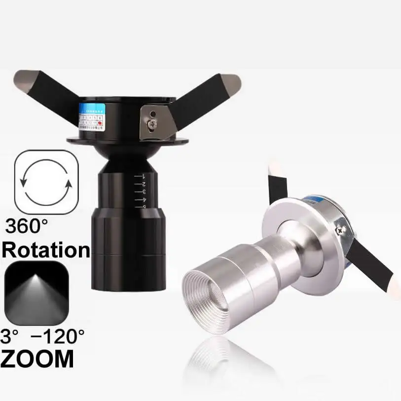 Миниатюрный точечный светодиодный светильник с зумом Cob чипом Cree 3 Вт 6 110 В 220 3000K