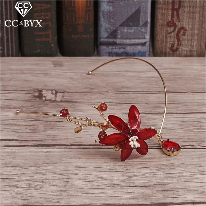 CC украшения для волос цветок ручной работы красного цвета кубические