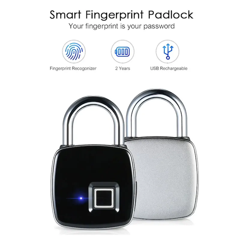 

Portable Mini Fingerprint Electroinc Door Lock USB Rechargeable Smart lock Keyless Security Waterproof Anti-Theft Padlock