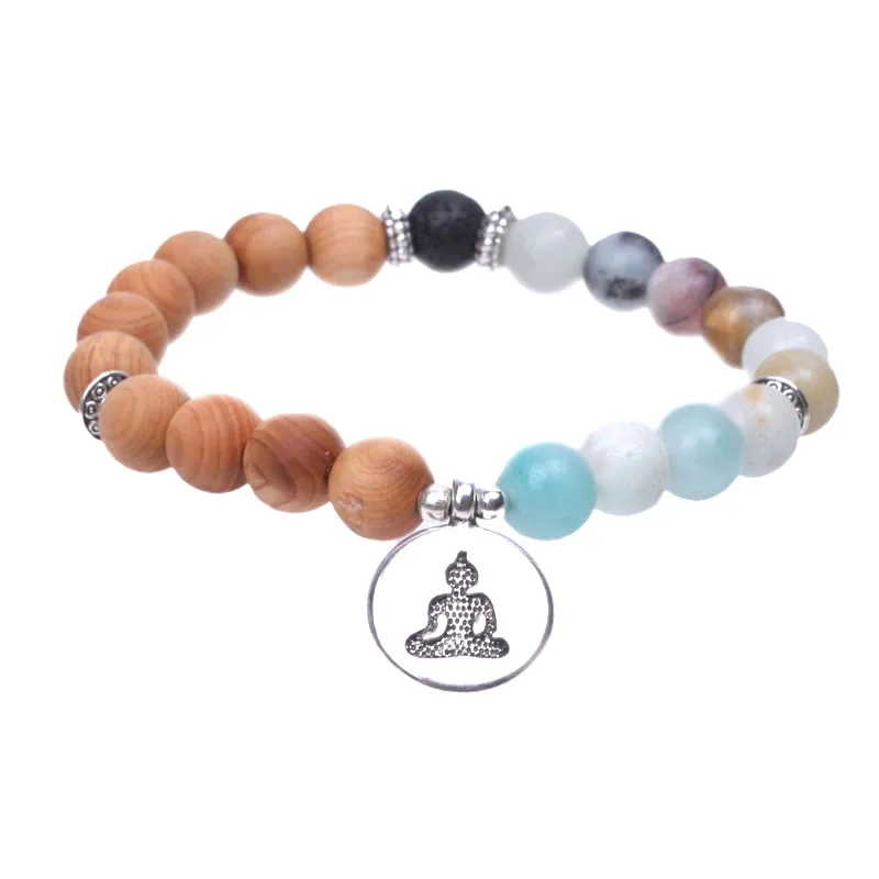 Браслет-подвеска Женский из серебра и дерева растягивающийся браслет Yogi |